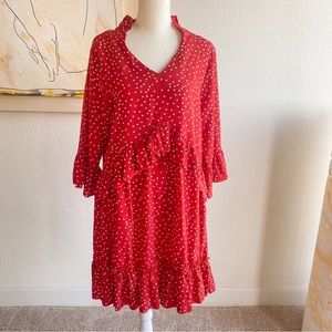🌼Ruffled red polka dot dress🌼